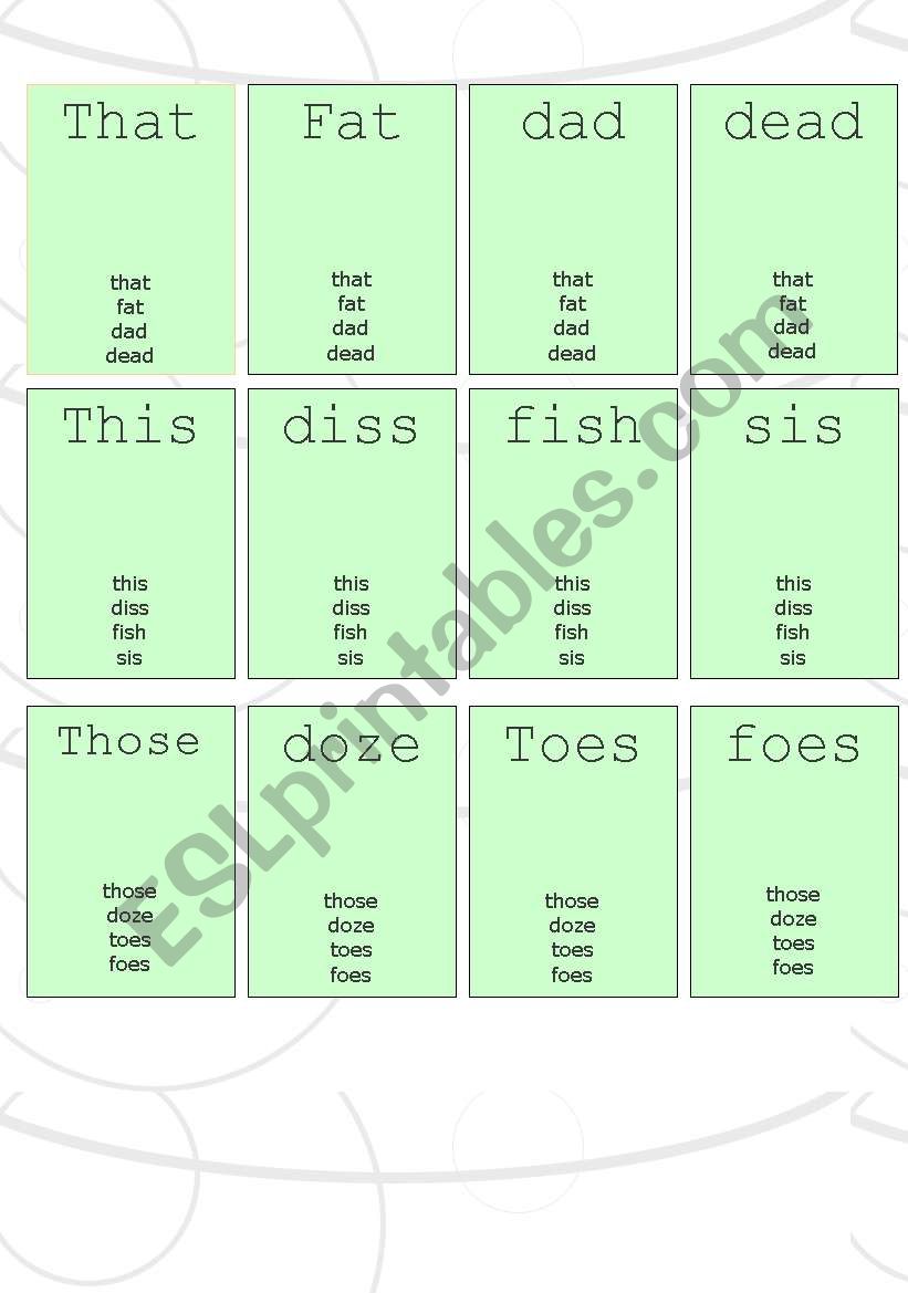 Go Fish TH-Pronuncation worksheet