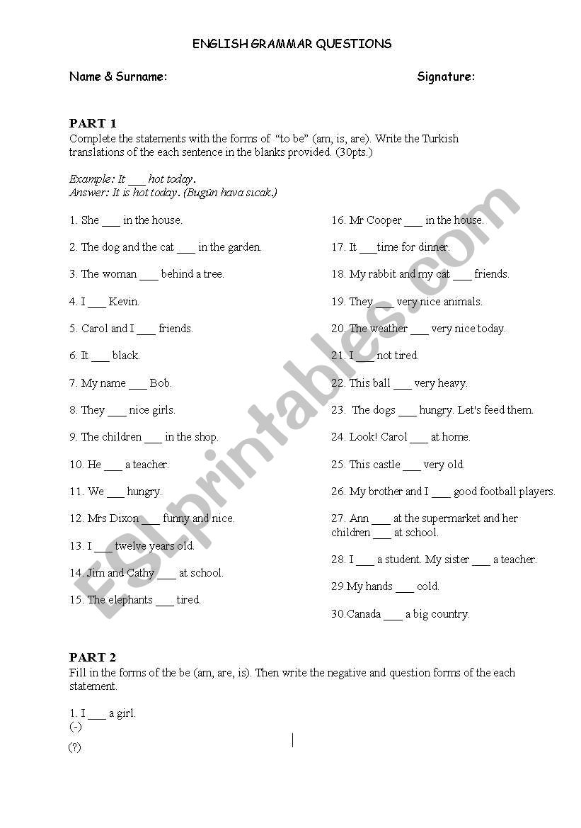 to be, adjectives and basic vocabulary of English