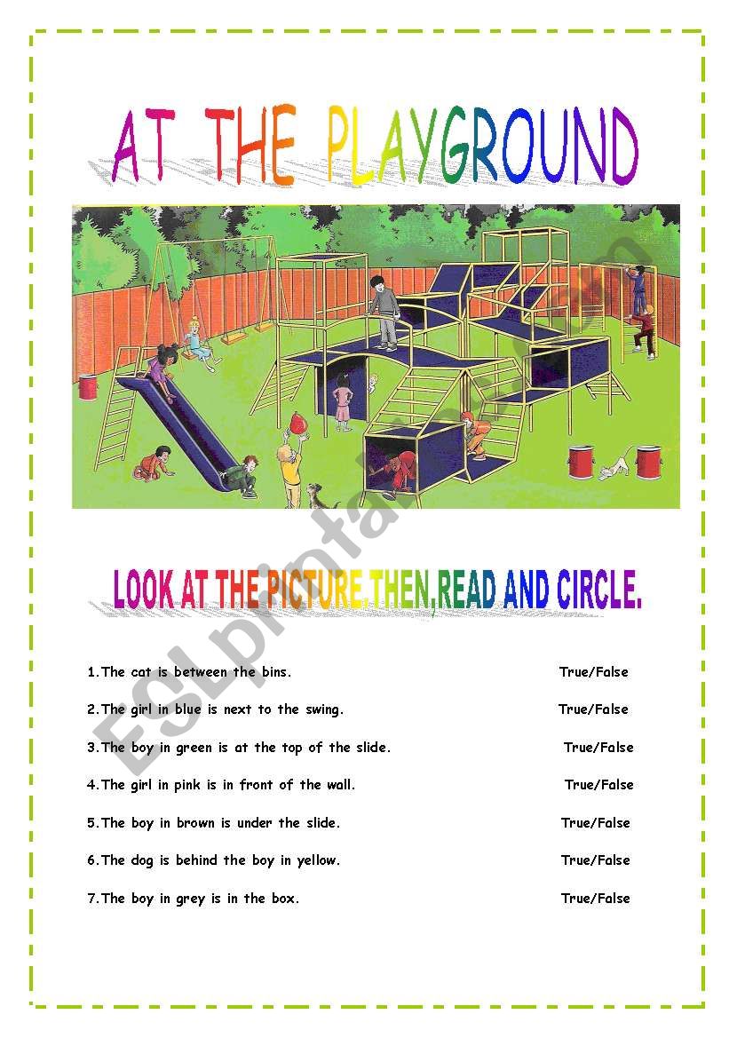 PREPOSITIONS -AT THE PLAYGROUND