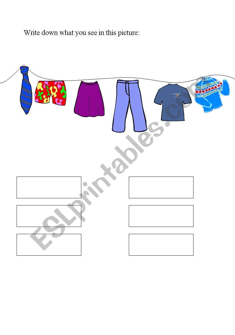 clothes worksheet