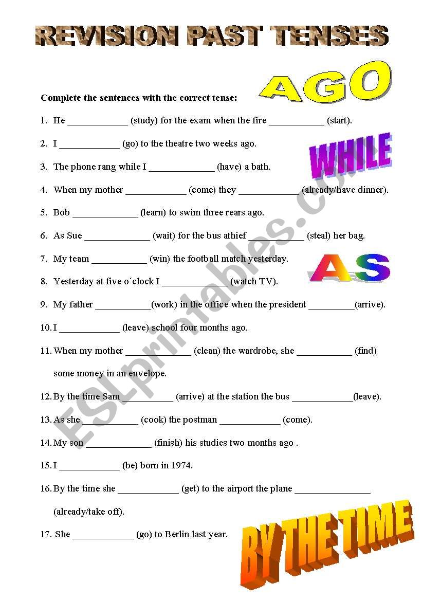 REVISION PAST TENSES worksheet