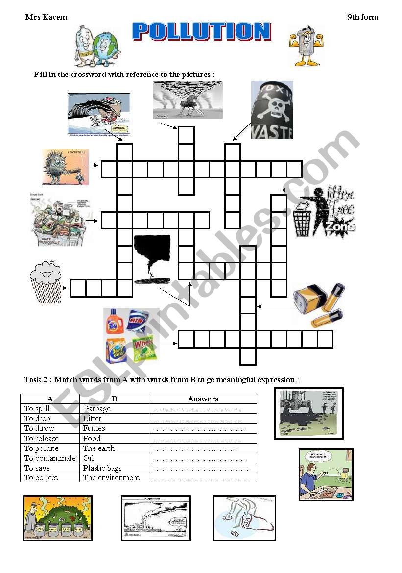 pollution esl worksheet by mouka