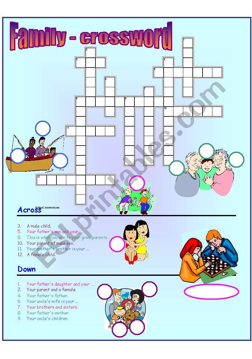 Family crossword worksheet