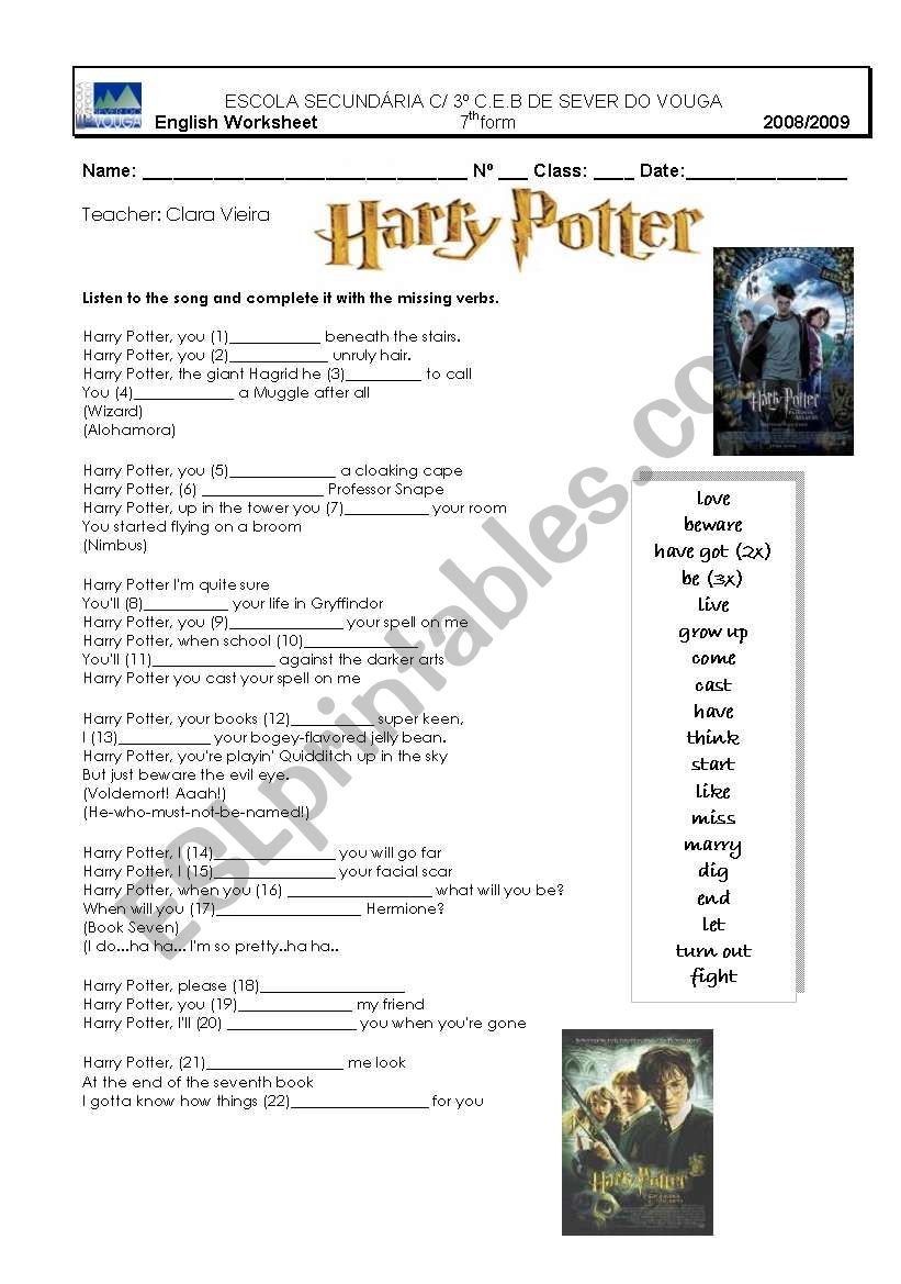 Harry Potter worksheet