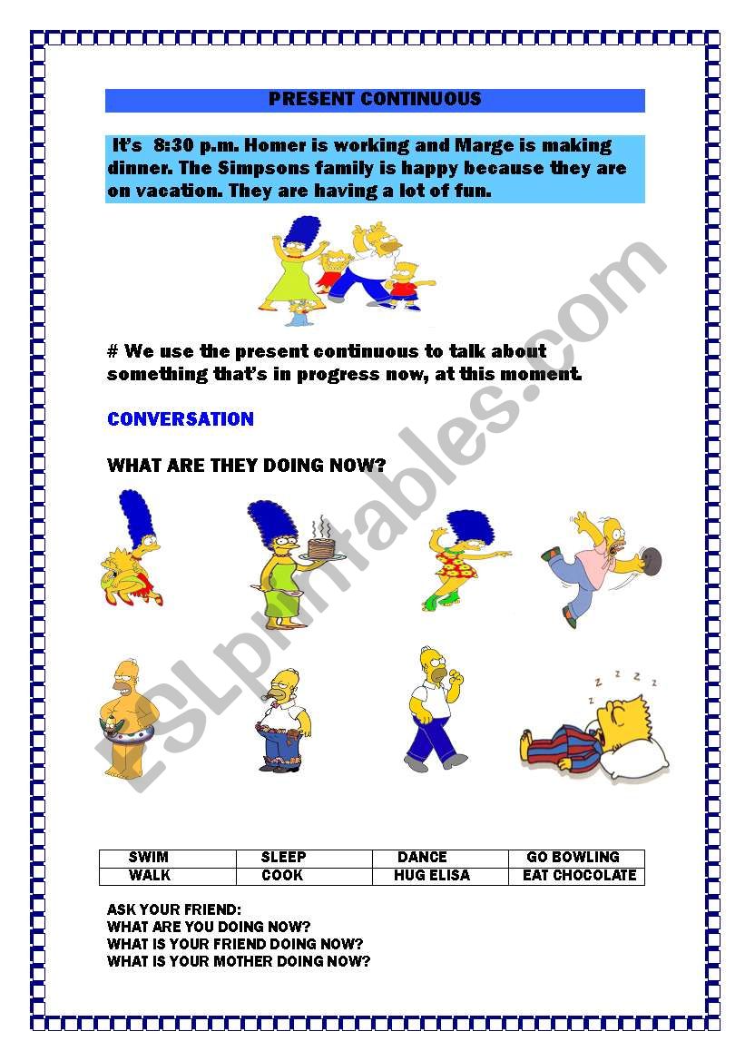 PRESENT CONTINUOUS worksheet