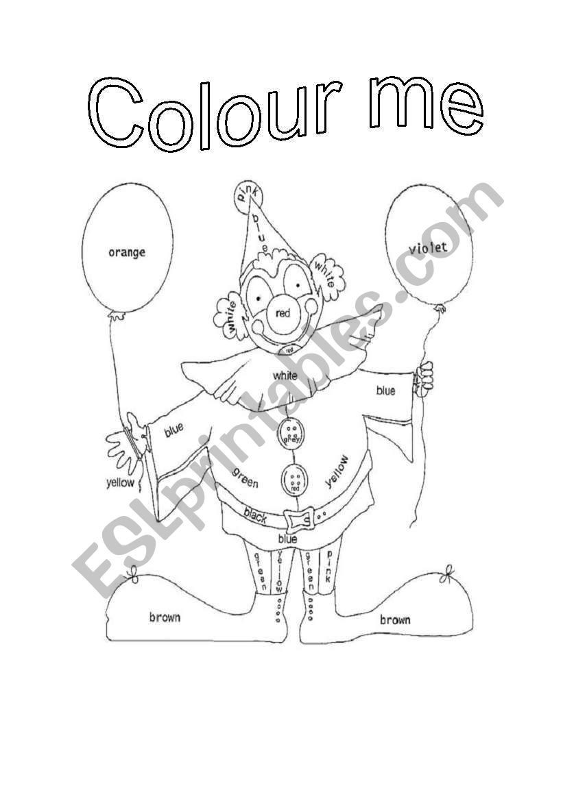 colour the clown worksheet