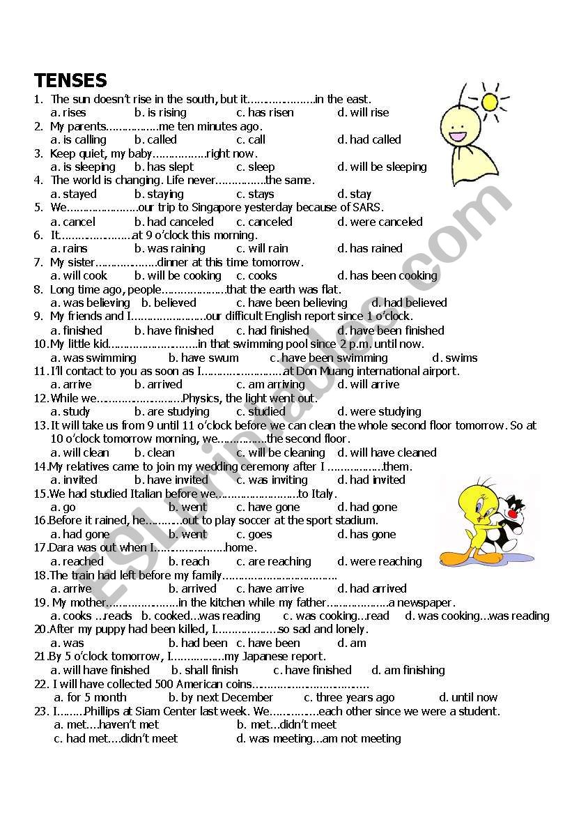 Tenses worksheet