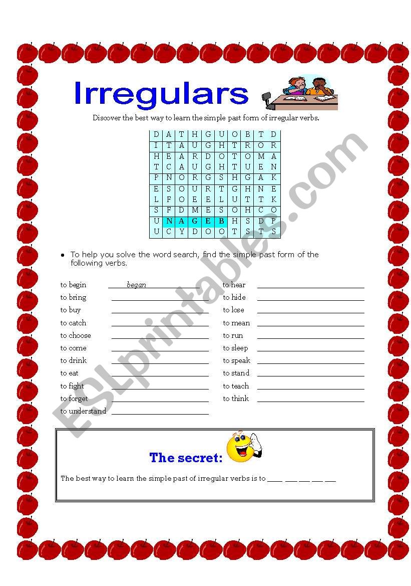 Irregulars--The secret worksheet