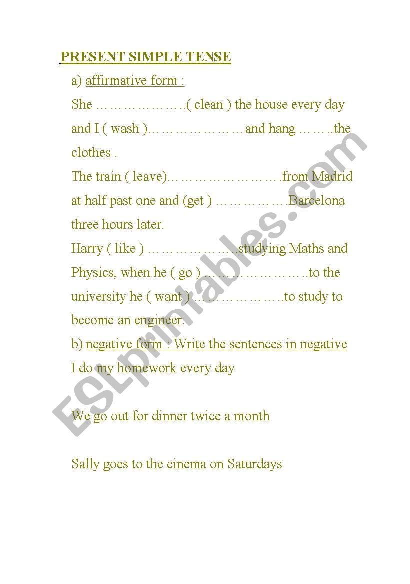 present simple worksheet