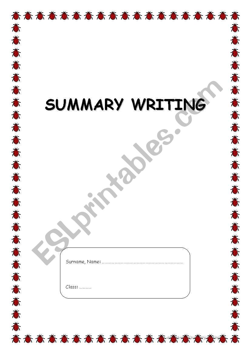 Summary Writing Booklet worksheet