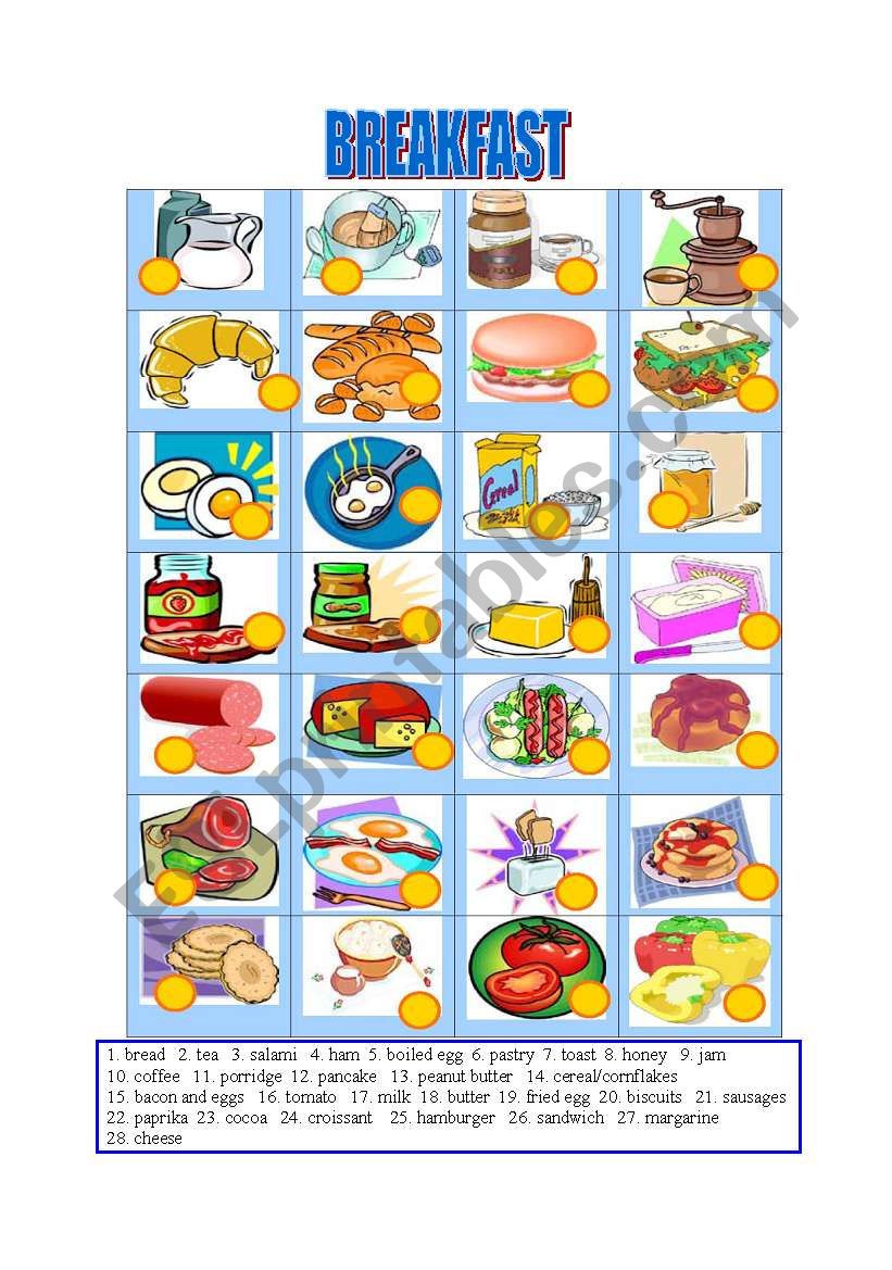 Breakfast-Matching worksheet