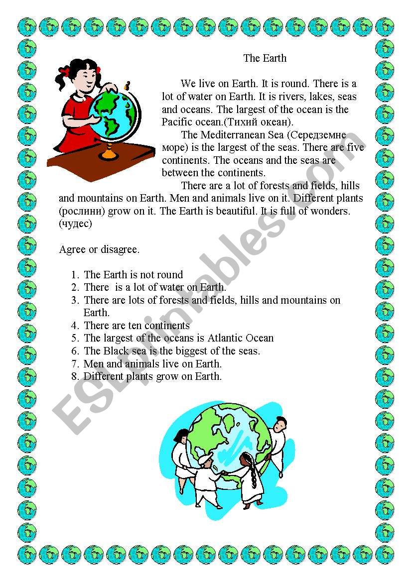 Our Earth worksheet
