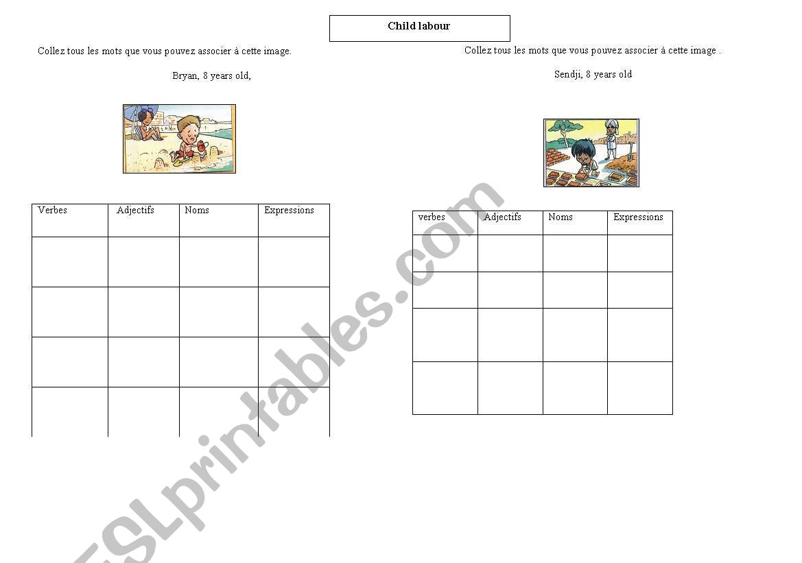 child labour worksheet Part  1