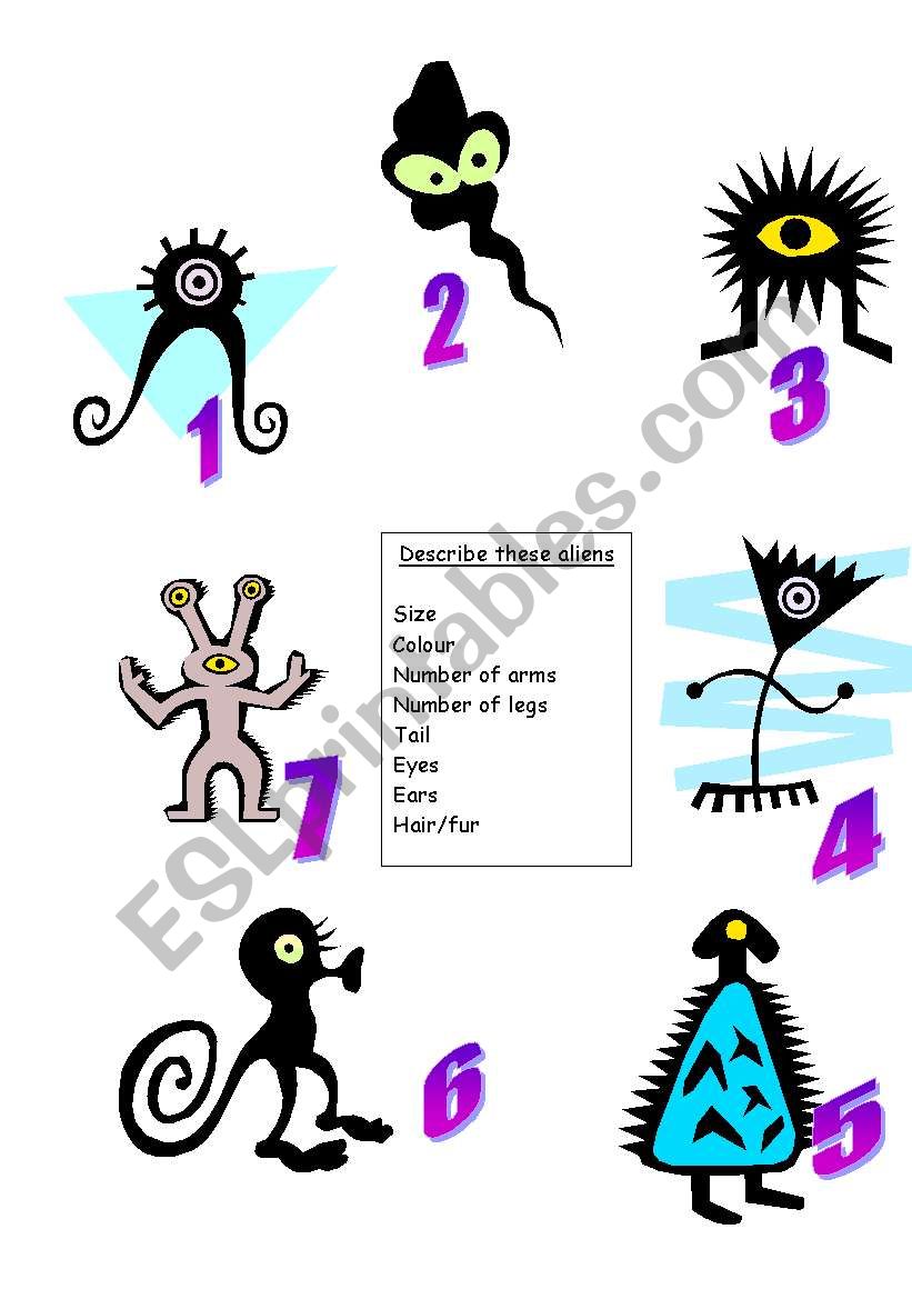 Aliens worksheet