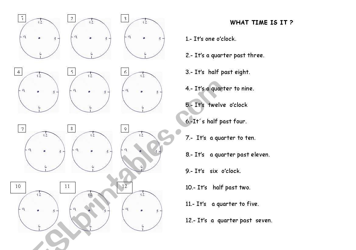 What time is it? worksheet