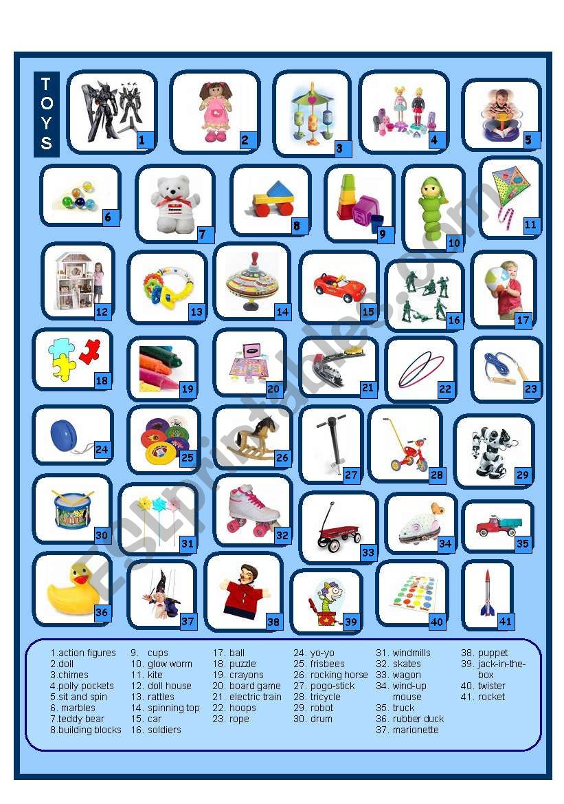 Toys worksheet