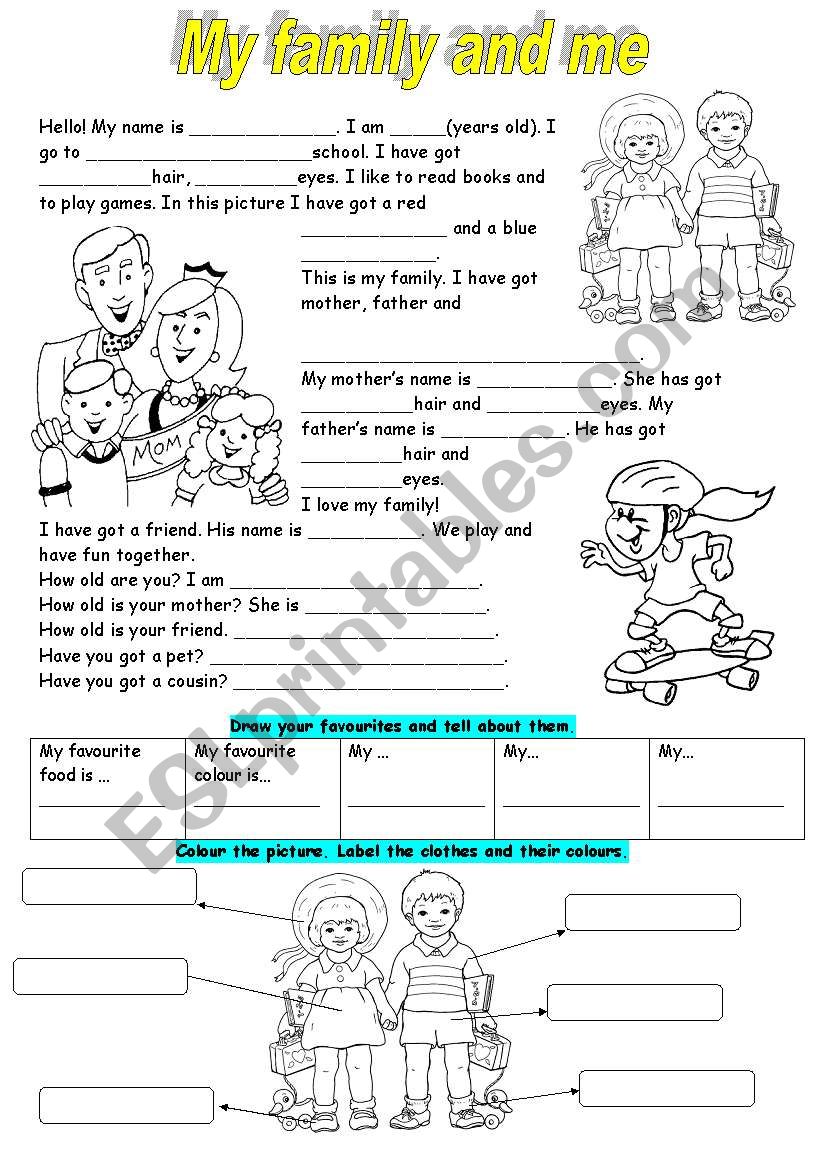 My Family and Me worksheet