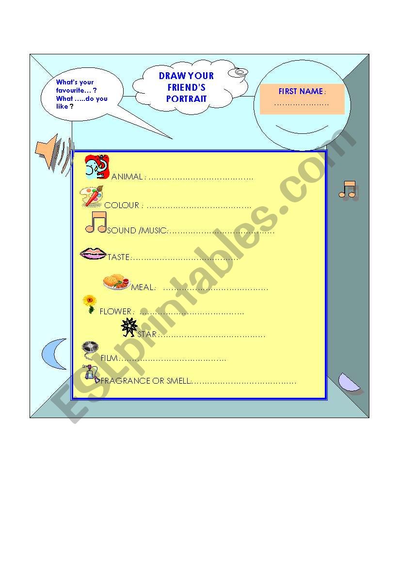 portrait of a friend worksheet