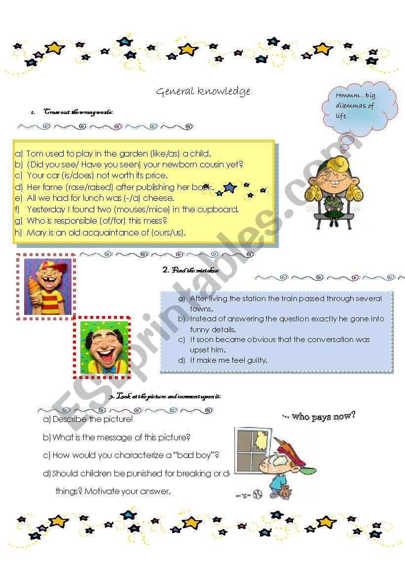 General knowledge worksheet