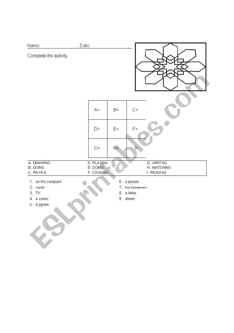 Magic square worksheet