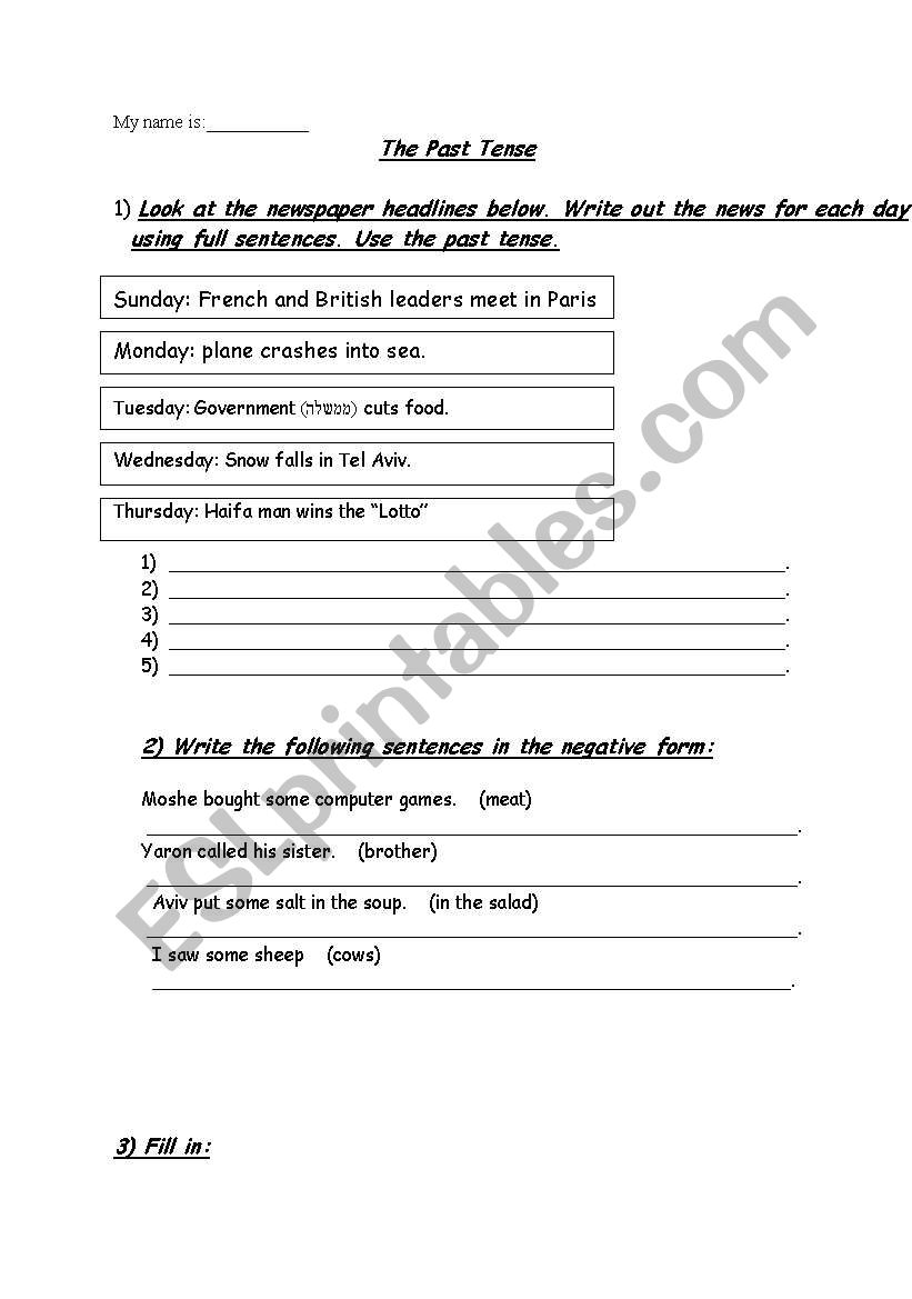 practice- the past tense worksheet