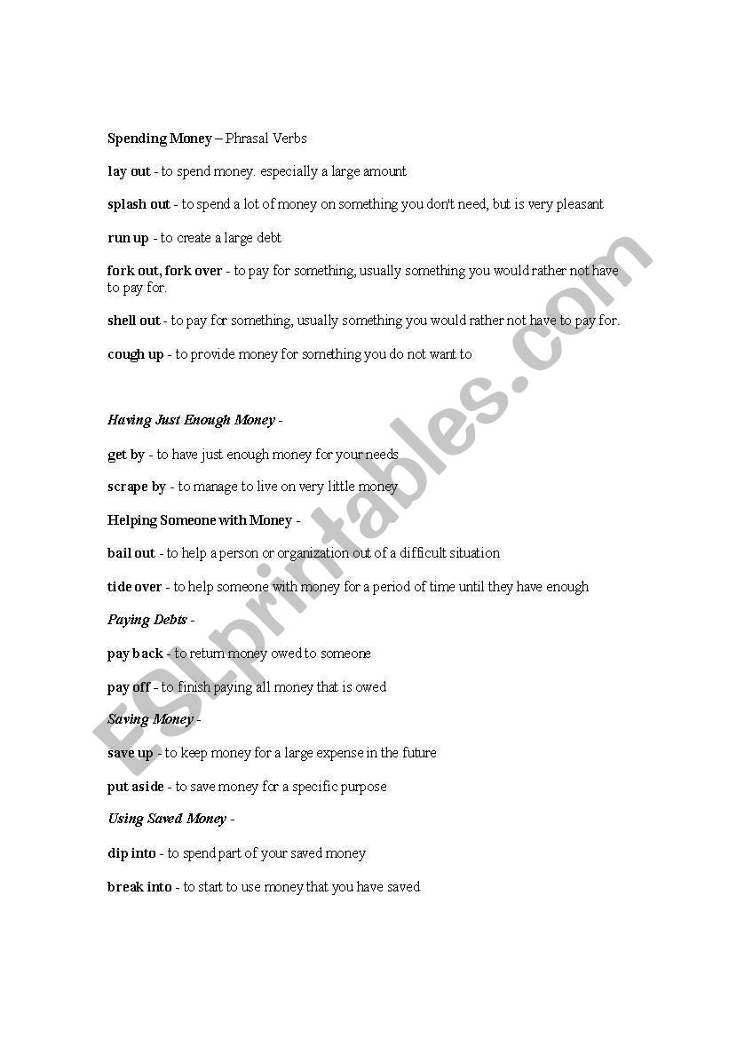 Business Vocab worksheet