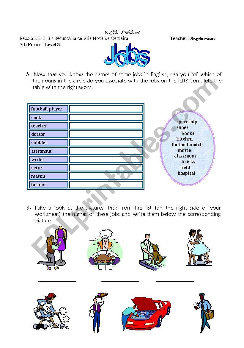 Jobs worksheet