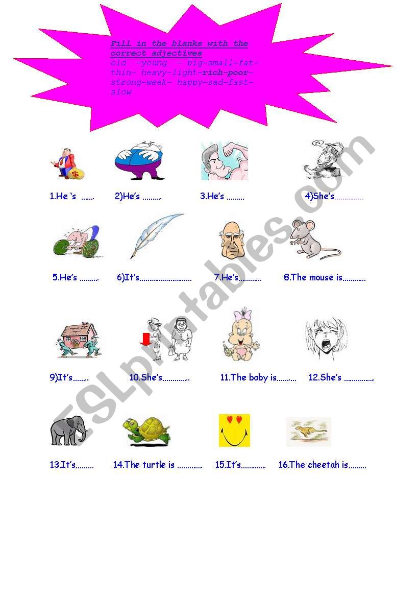 adjectives worksheet