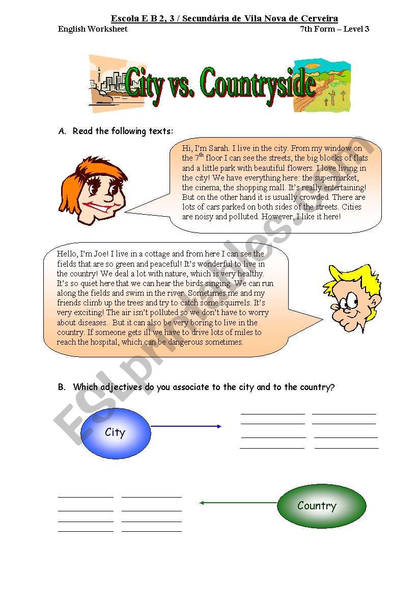 City vs. Countryside worksheet