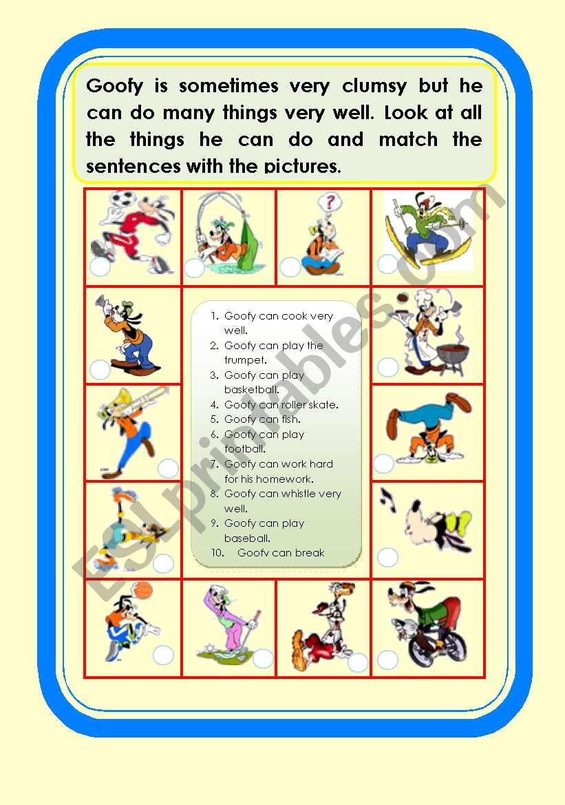What Goofy can do. worksheet