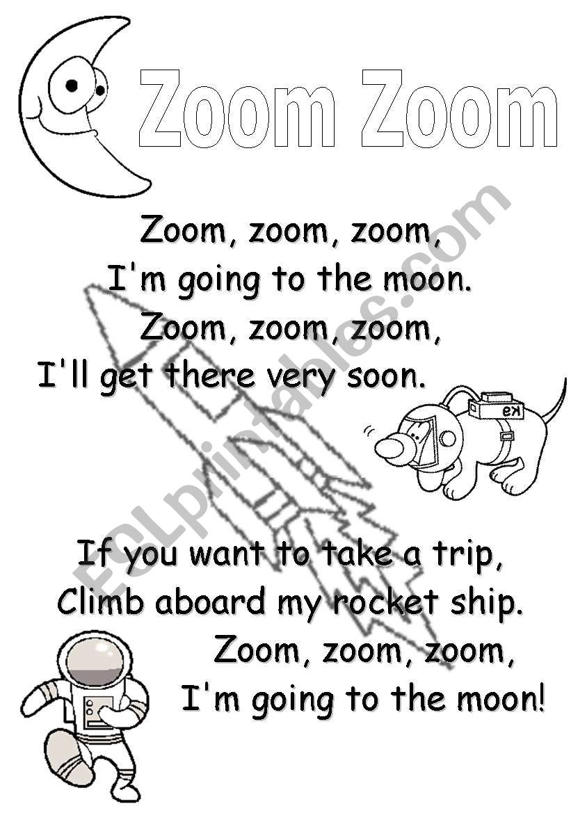 Poem Zoom Zoom worksheet