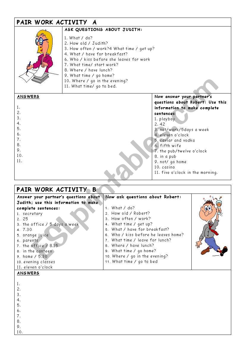 Pairwork activity- personal information