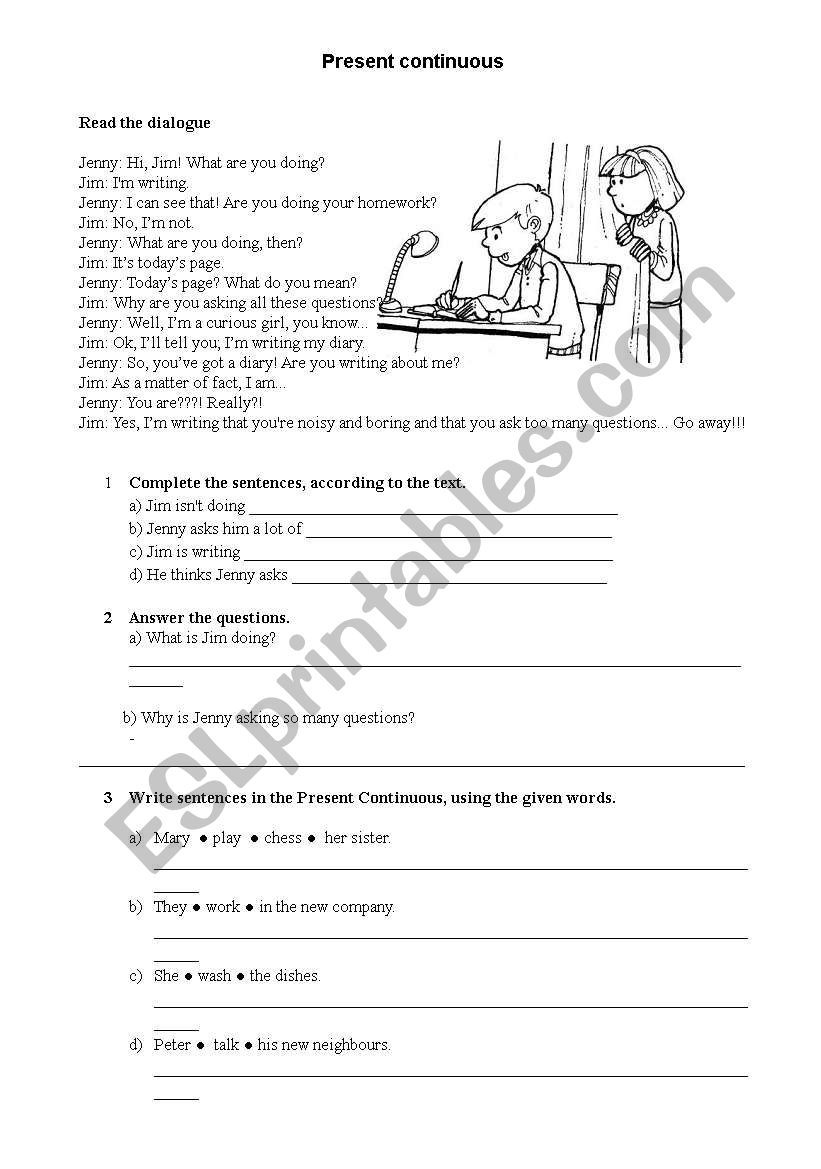 Present continuous worksheet