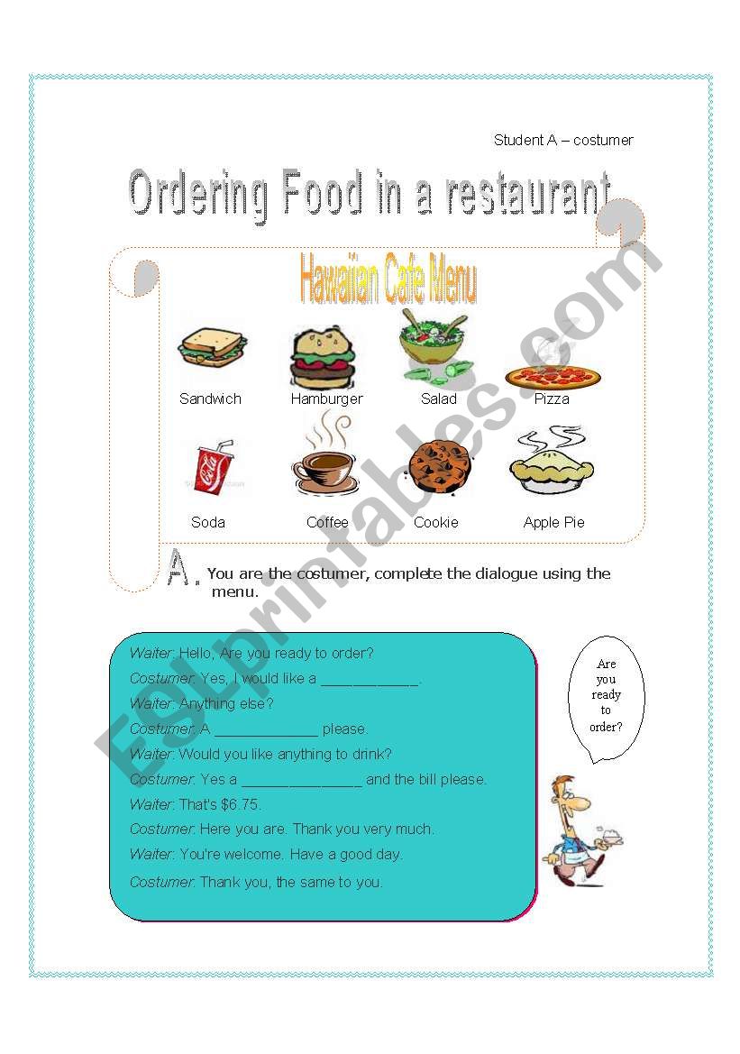 function - ordering food in restaurant 