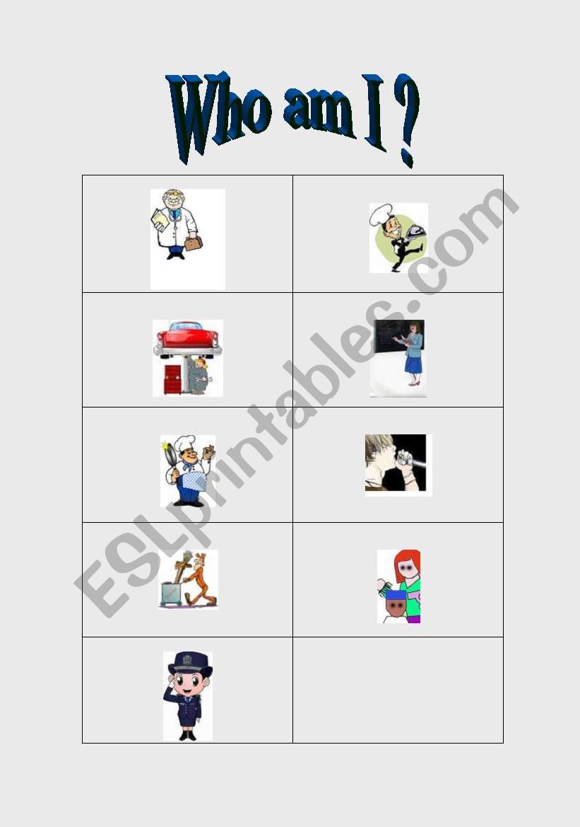 Jobs - Who am I? With Images worksheet
