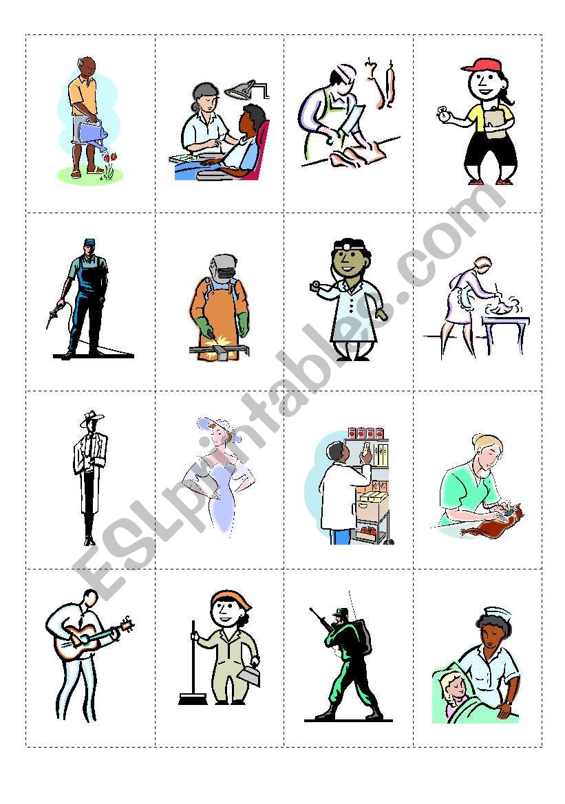 Jobs - GO FISH set 2b worksheet