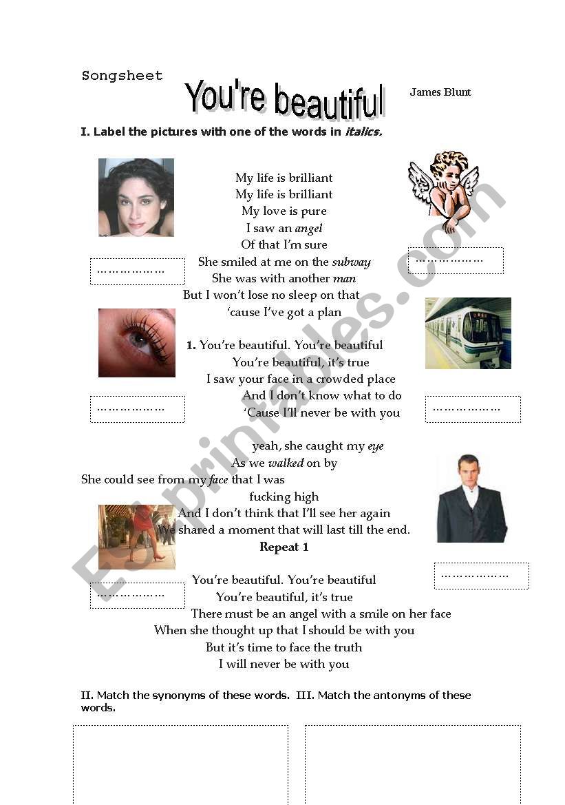 Song sheet worksheet