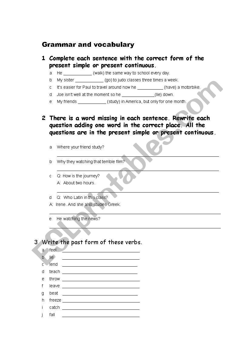 Grammar practice worksheet