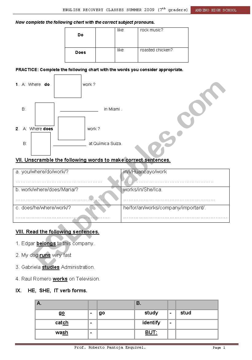 Present Simple 2 worksheet