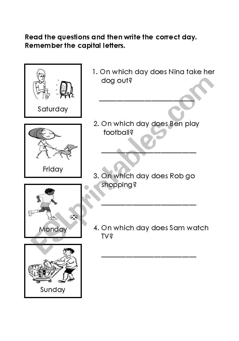 Days of the Week worksheet
