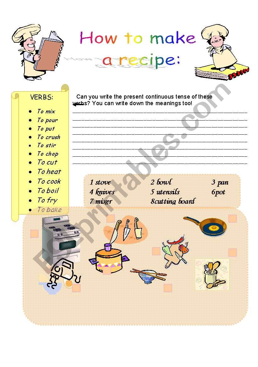 How to make a recipe worksheet