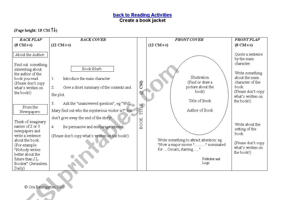 How to create a book cover worksheet