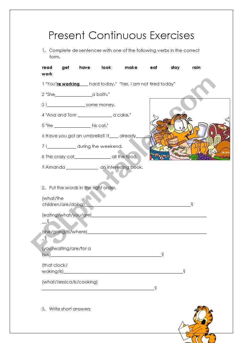 present continuos worksheet