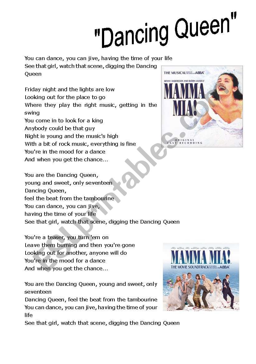 SONG: DANCING QUEEN - ESL worksheet by yaluf