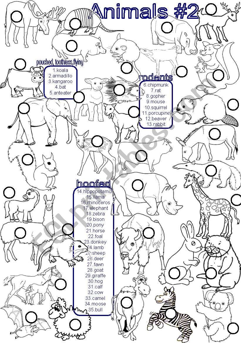 Animals #2 worksheet