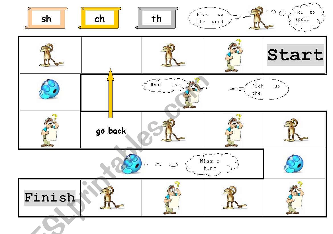 phonics sh,ch,th  BOARD GAME part 1