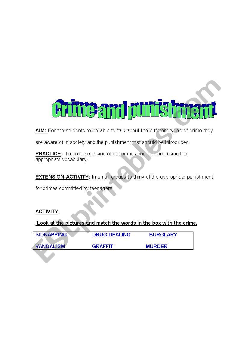 crime and punishment worksheet