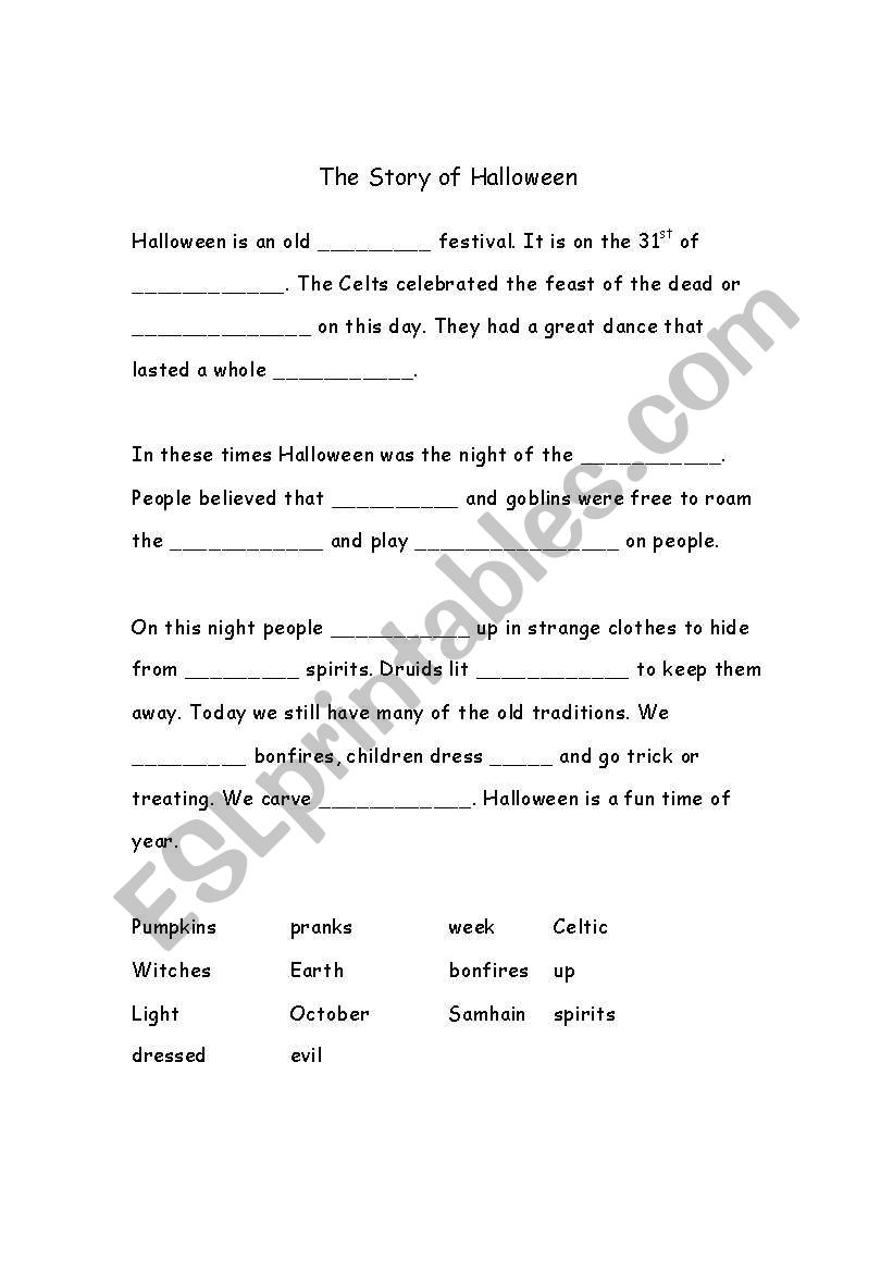 The Story of Halloween worksheet