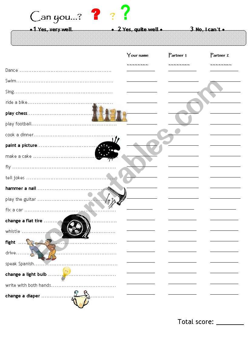 CAN YOU?  Extensive speaking practice with homework