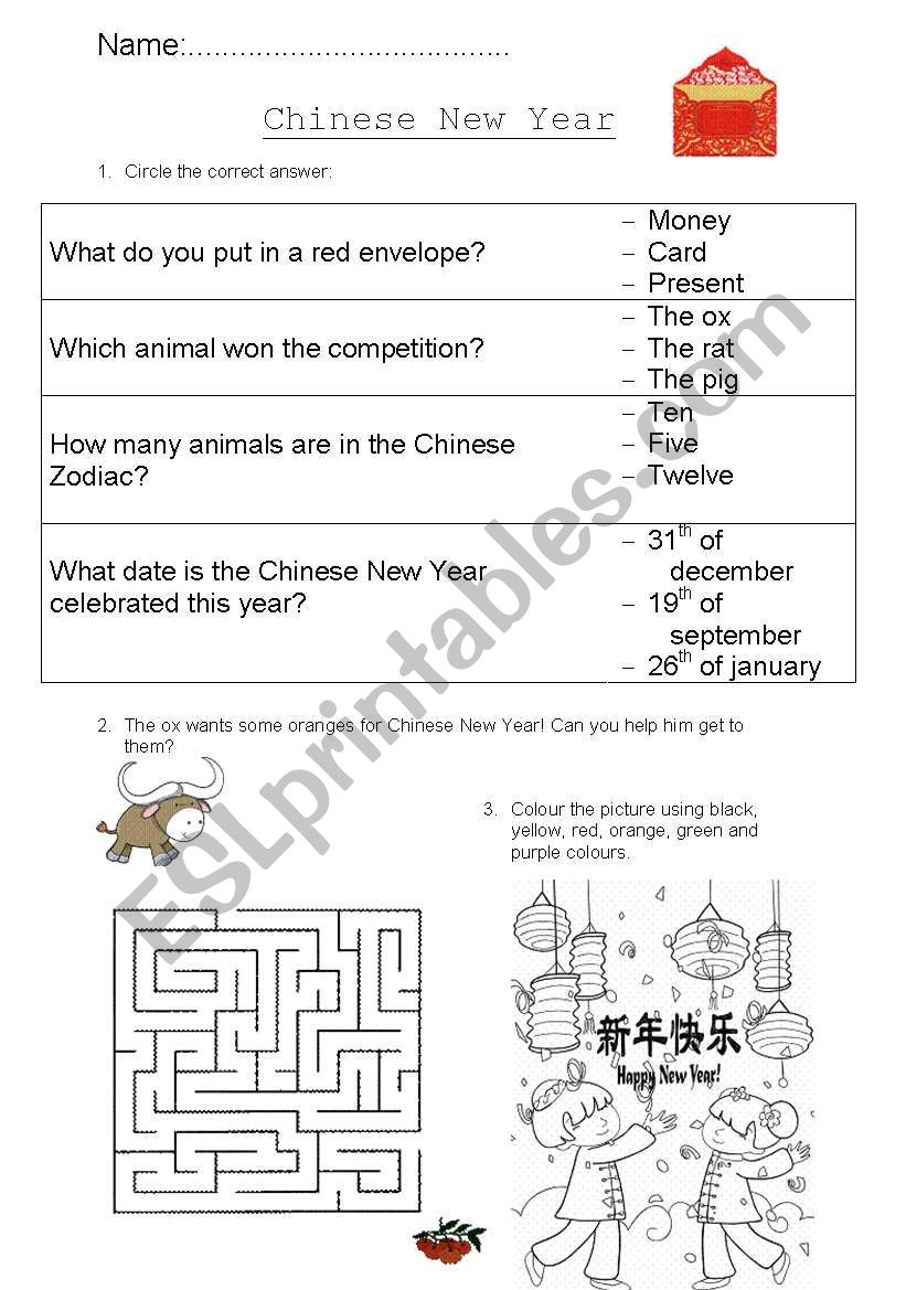 Chinese New Year worksheet